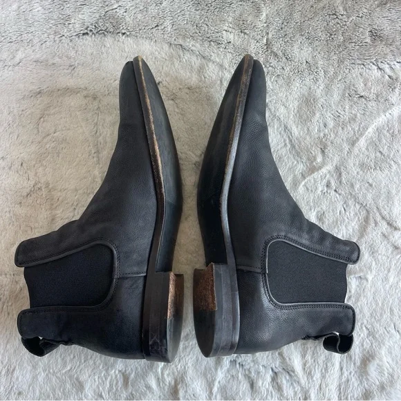 Vince Men's Black Leather Chelsea BootsSize 8.5 Made In Italy